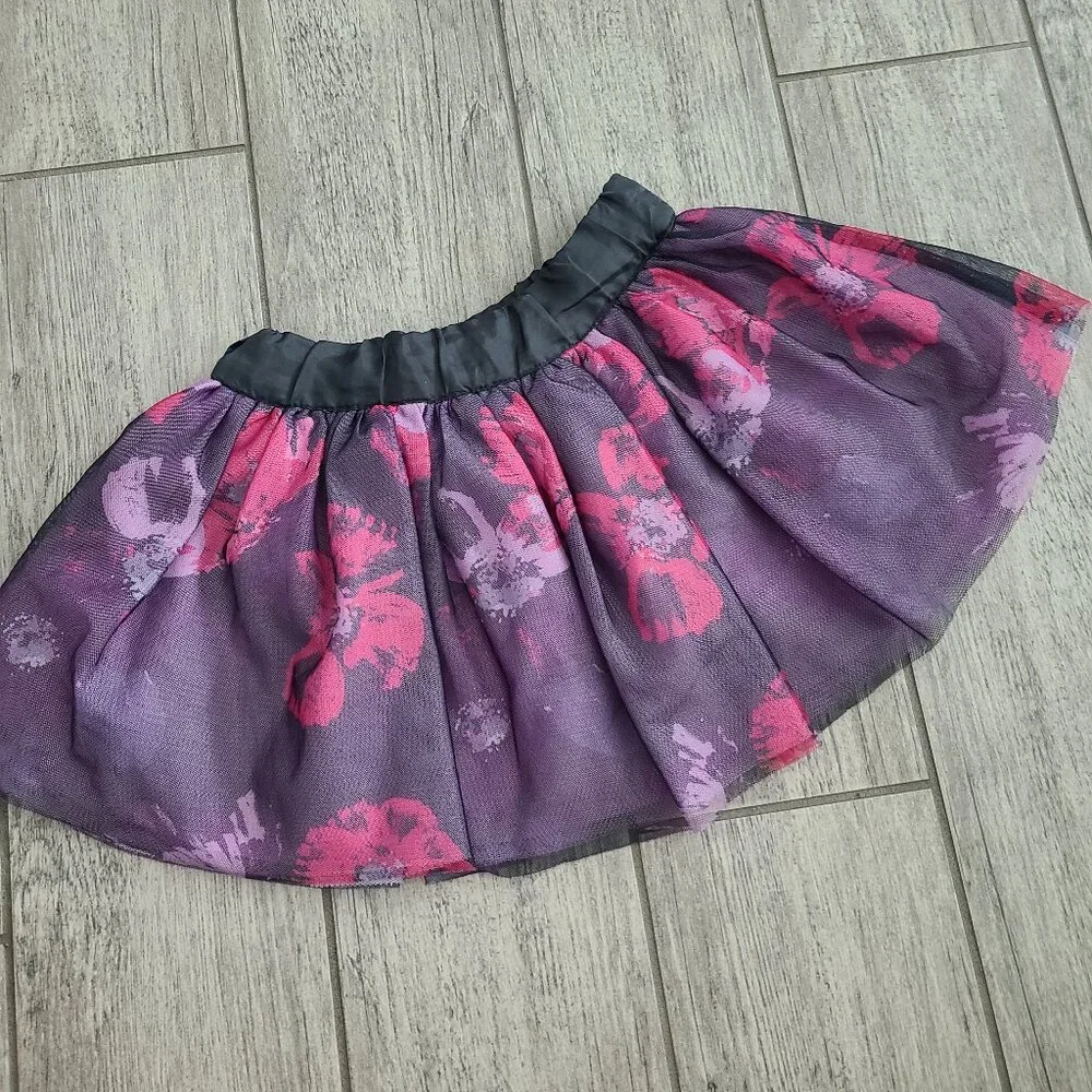 Gymboree Girls Purple Floral Tulle Skirt - Size 5